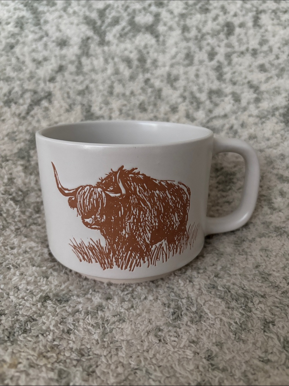 White Ceramic Western Highland Cow Mug 16oz NWT Market Goods Finds